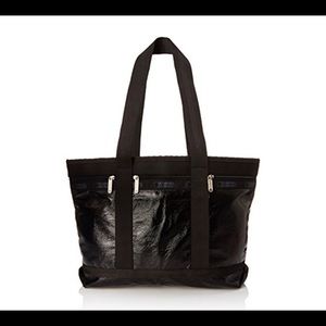 Le Sportsac Medium Patent Black Travel Tote